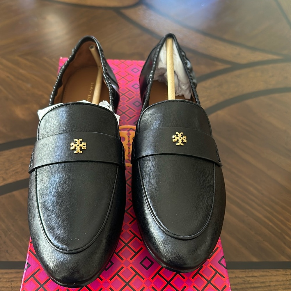 New Tory Burch Perfect Black Ballet Loafer Nappa Loafer Leather Womens,Size #7.5
